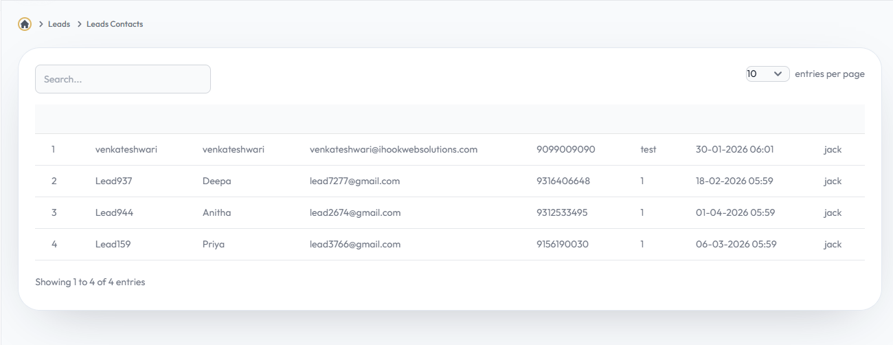 Leads Contact Interface