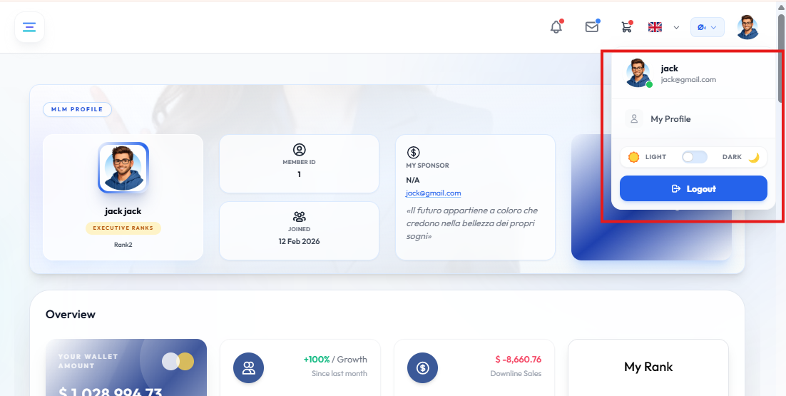 Profile Dropdown