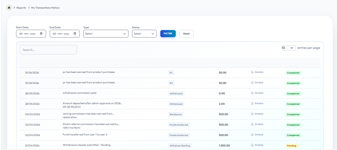 Transaction History