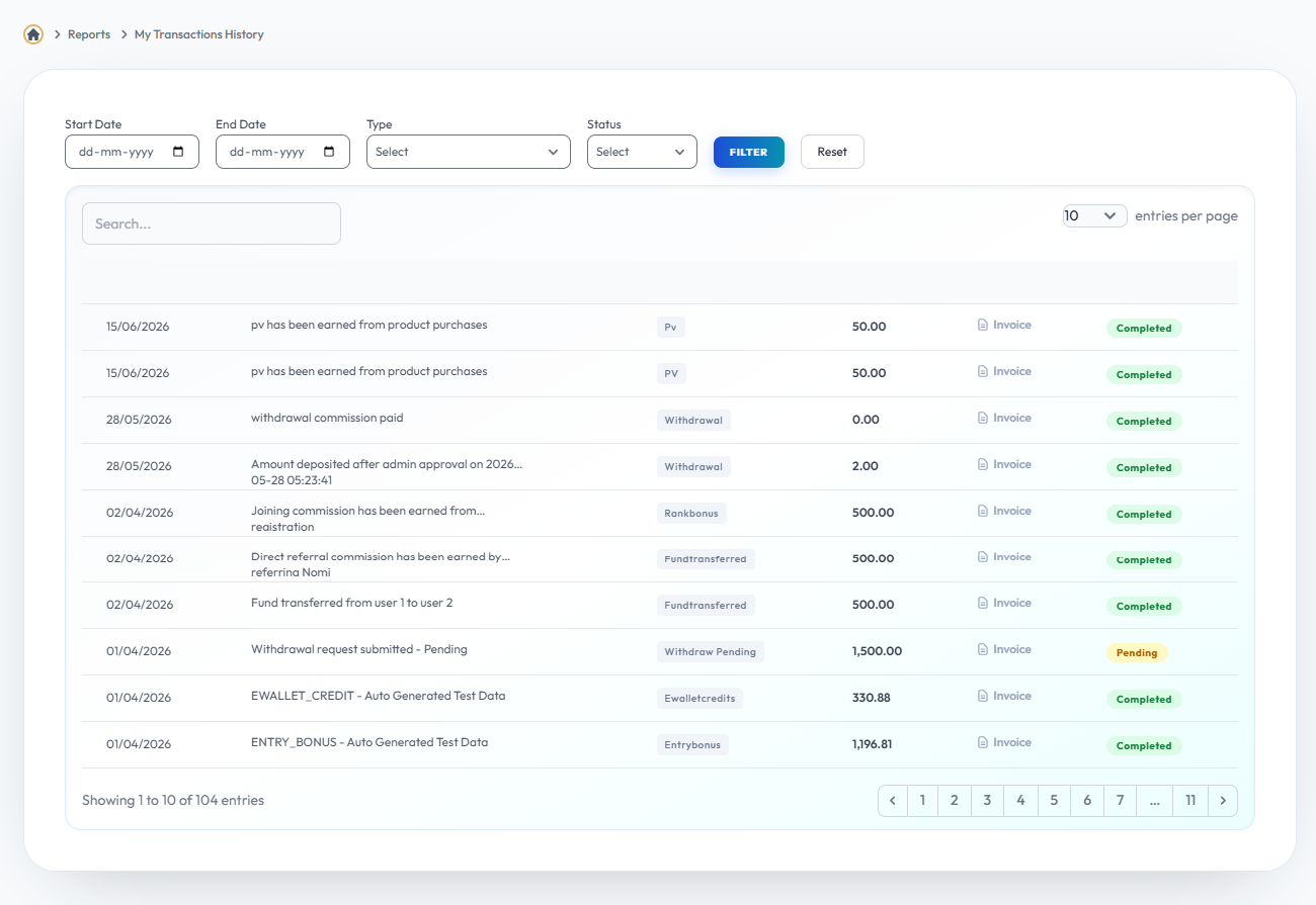 Transaction History